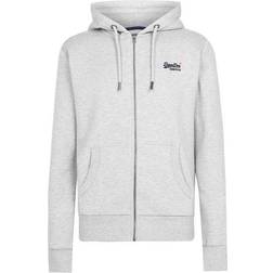 Superdry Organic Cotton Vintage Logo Embroidered Zip Hoodie - Dark Charcoal Jaspe