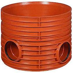 Uponor Rense- & Inspektionsbrønd 600/250mm T4 med lige gennemløb og h. tilløb 90° for glat rør. Incl