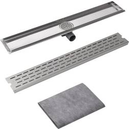 vidaXL Drain de douche linéaire 830 x 140 mm Acier inoxydable