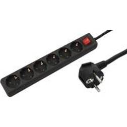 MicroConnect GRU006B power extension 1.8 m 6 AC outlet(s) Black