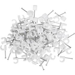E-Line ledningsclips 5-7mm Hvid rund, til rund ledning 2x0,75 & 3G0,75, æske a 100stk