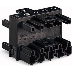 Wago Afgreningsblok 3-vejs 1xstik /3xhun5p Sort