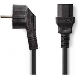 Nedis Power Extension Cable C14 C13, Schuko Male Angled IEC-320-C13, Schuko Cord, Black, 5.0 m