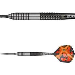 Sand & Surf Darts Raymond Van Barneveld RVB 95 Gen 3 23G 95% Tungsten Swiss Point Steel Tip Darts Set, Silver, Black and Orange