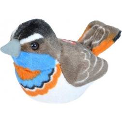 Wild Republic 19502 Bluethroat with Authentic Bird Sound, Soft Toy for Kids, 13cm, Blue-Grey-Orange