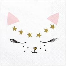 PartyDeco 20 Serviettes Mademoiselle Chat