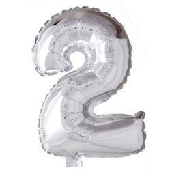 Globos Sølv folieballon som tallet 2