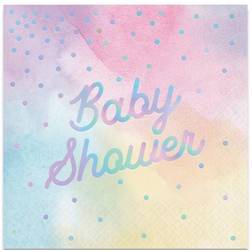 16 Serviettes Baby Shower Pastels iridescent