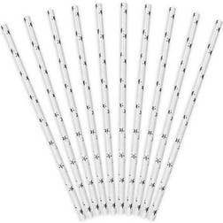 PartyDeco Papperssugrör Silver med Stjärnor 10-pack