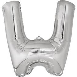 Amscan 9909572 9909572-Silver Letter W SuperShape Foil Balloon-44, Silver