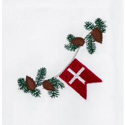 Langkilde & Søn Juleserviet med Dannebrog Stofserviet Hvid (50x50cm)