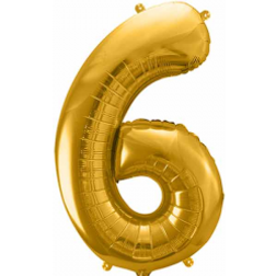 PartyDeco Foil Balloon Number 6 86cm Gold