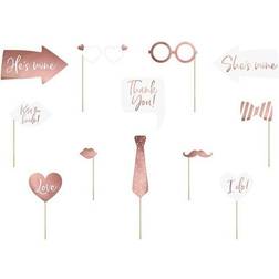 PartyDeco Fotoprops Bryllup Roséguld 12-pak