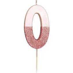 Talking Tables Rose Gold Glitter Number 0 Birthday Candle Kagedekoration