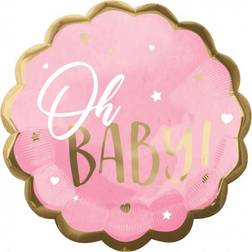 Amscan Oh Baby 3972501 Jumbo Foil Balloon Size Approx. 55 cm for Helium and Air, Helium Balloon, Baby Girl, Baby Party