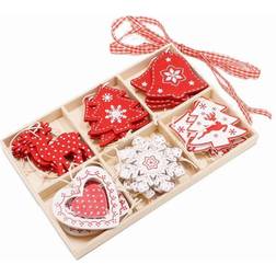 eStore Blandede Juletræsdekorationer, 24-pack Red