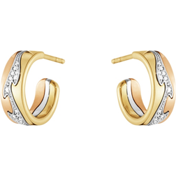 Georg Jensen 18K Tricolor Gold Fusion Diamond Hoop Earrings