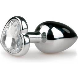 Easytoys Anal Collection Silver Heart-Shaped Crystal Buttplug, 7.4 cm 9.5 cm/3.74 Inch, Small, Metal Buttplug, Several Sizes and Colours