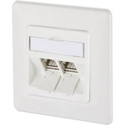 Metz Connect 130B12D21002-E Netværksstikdåse Planforsænket Indsats med centralplade og ramme CAT 6A 2 porte Klar hvid