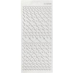 Creotime Stickers, hjerter, 10x23 cm, sølv, 1 ark