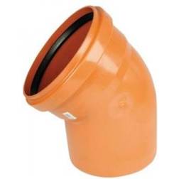 PVC bøjning 160mm, 45° Med kort indstiksmuffe EN1401