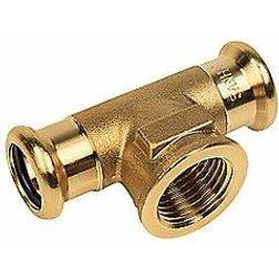 Sanha kobber Cu press tee 22 1/2'' 22 mm med indvendigt gevind på grenen