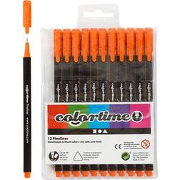 Colortime Fineliner Tusch, streg 0,6-0,7 mm, orange, 12 stk. 1 pk