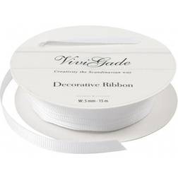 Decoration Ribbon, W: 6 mm, white, 15 m/ 1 roll