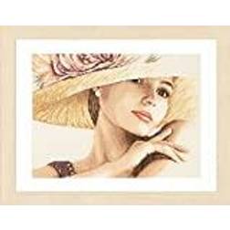 Lanarte Lanarte Counted Cross Stitch Kit Lady with Hat (Linen) Fabric, Assorted, 32 x 22.5 x 2 cm