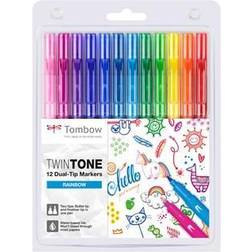 Tombow Twintone Dual-tip Markers (Set of 12) Rainbow colours