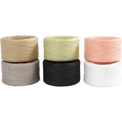 Creativ Company Paper raffia yarn, W: 7-8 mm, assorted colours, 6x100 m/ 1 pack