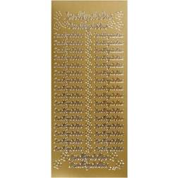 Creotime Stickers, ark 10x23 cm, guld, indbydelse, 1ark