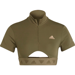 adidas Hyperglam Crop Zip T-shirt Women - Focus Olive