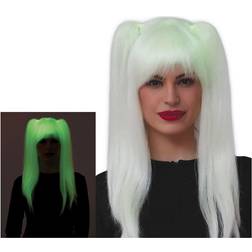 Fiestas Guirca Glow in the dark pruik lang haar blond dames Halloween/spook/heks