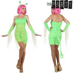 Th3 Party Maskeraddräkt vuxna Sexig alien Grön (4 Pcs)