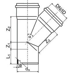 Nicoll Ht-Pp (Amax Pro) Ø110 mm X 75 X 45° Grå Gren