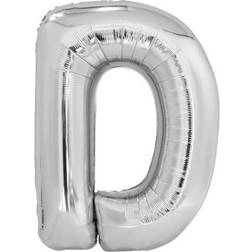 Amscan 9909553 9909553-Silver Letter D SuperShape Foil Balloon-38, Silver