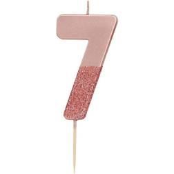 Talking Tables Rose Gold Glitter Number 7 Candle Kagedekoration