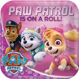 Amscan Paw Patrol paptallerkner Lyserød