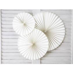 PartyDeco 3 Éventails Déco Blanc Cassé 23-32-40CM