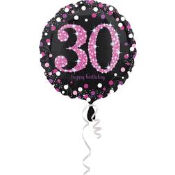 Amscan Palloncino Alluminio Happy Birthday 30 Anni Nero E Fucsia