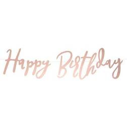 PartyDeco Letterslinger Happy Birthday Rose Goud 16x62cm