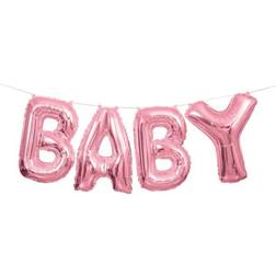 Unique Party 53684 Foil Pink Baby Letter Balloon Banner Kit