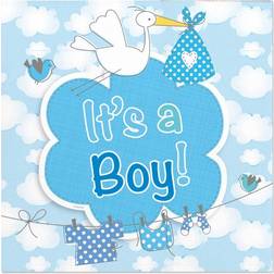 Folat servetter 'it's a boy' 25 cm papper blå 20 bitar