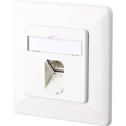 Metz Connect 130C371002-I Netværksstikdåse Planforsænket Indsats med centralplade og ramme CAT 6A 1 porte Klar hvid