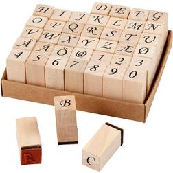 Creotime Wooden Stamps Set, H: 30 mm, size 13x13 mm, 42 asstd. 1 set