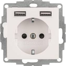 Berker S.1 1-vägsuttag 2xUSB-ladduttag Vit
