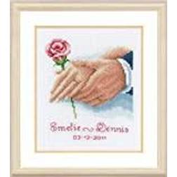 Vervaco Wedding Record Holding Hands Counted Cross Stitch Kit, Multi-Colour