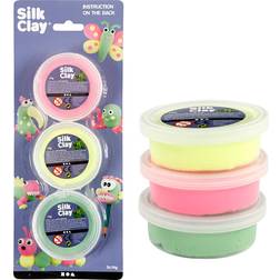 Silk Clay lys grøn, neon pink, neon gul, 3x14 g/ 1 pk