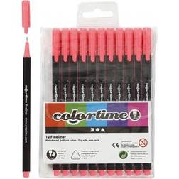 Colortime Fineliner Tusch, stregtykkelse: 0,7 mm, pink, 12stk